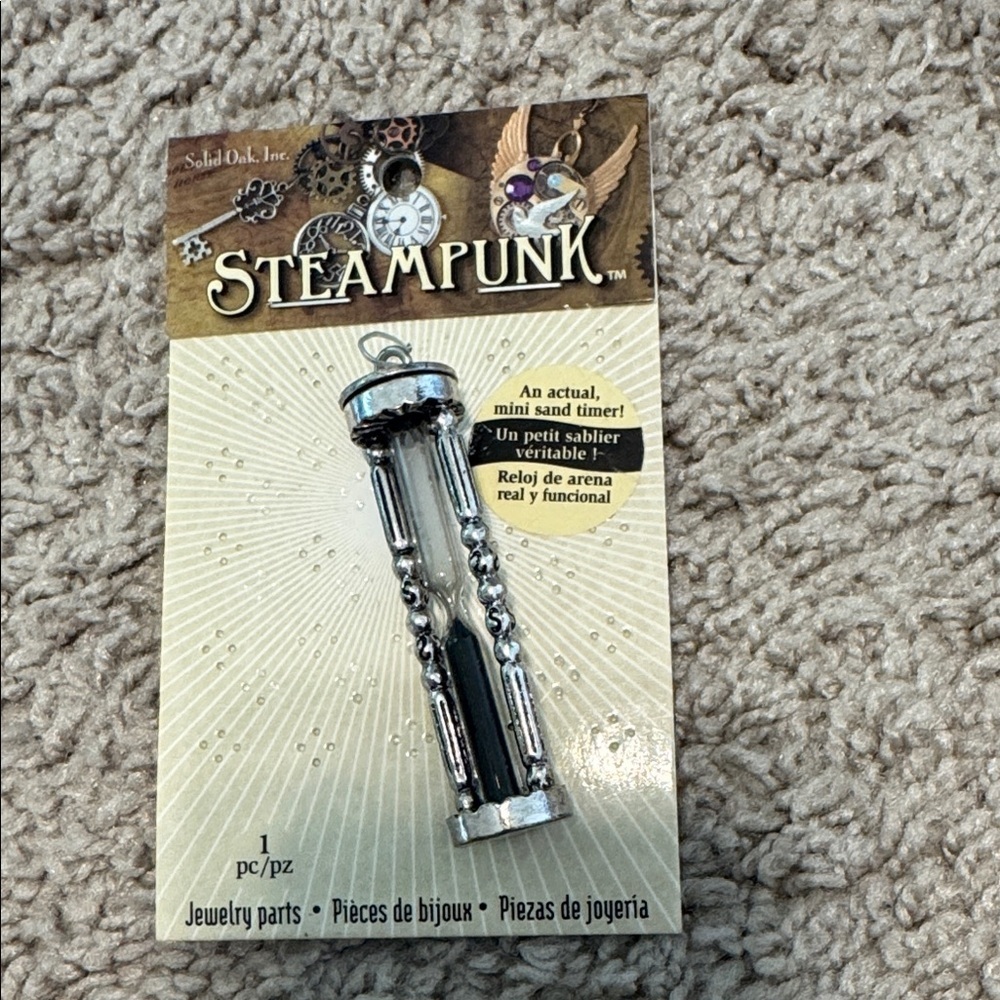 Steampunk Silver Sand Timer Pendant